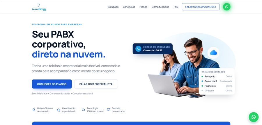 Print do site Ramal Virtual